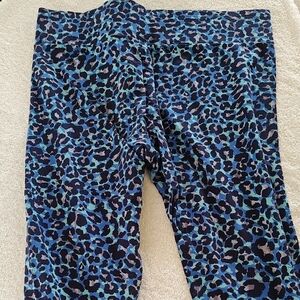 LOGO by Lori Goldstein Blue and Black Leopard Print Leggings